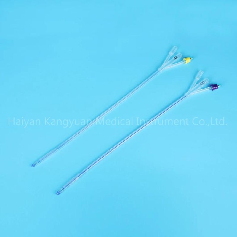 3 Way Silicone Urinary Indwelling Foley Catheter Urethral Use Balloon