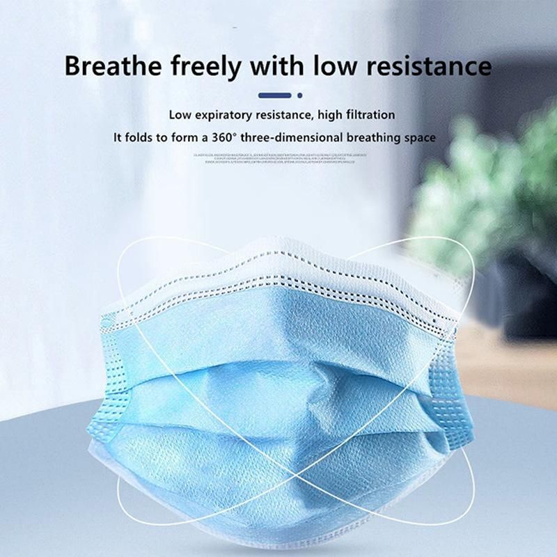 China Best Selling Bfe 98% 3 Ply Disposable Anti Splash Dust Pm2.5 Virus FDA 510K CE En149 En14683 Approved Earloop Blue Color Surgical Face Mask