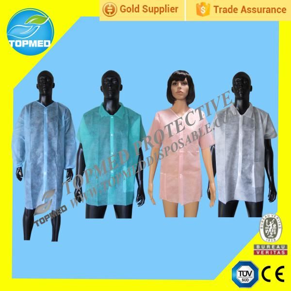 Nonwoven Disposable Lab Coat, Medical Lab Coat with Elastic Cuff