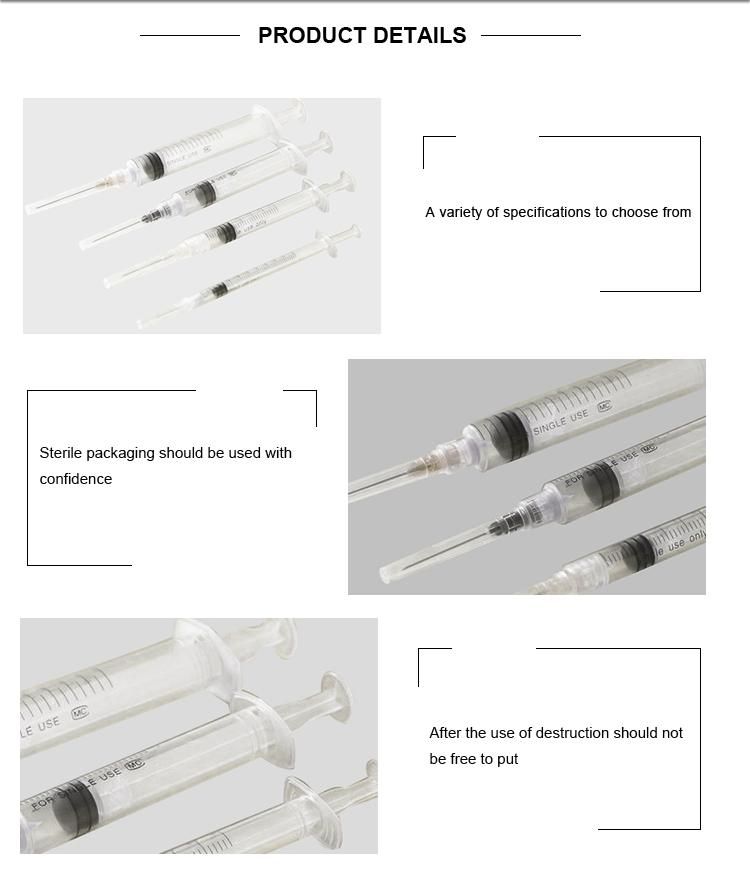 Plastic Disposable Syringe 3cc 5cc with or Without Needle