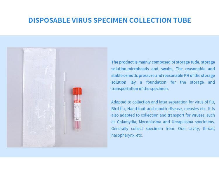 New Design Disposable Viral Transport Medium Vtm Sampling Storage Tube