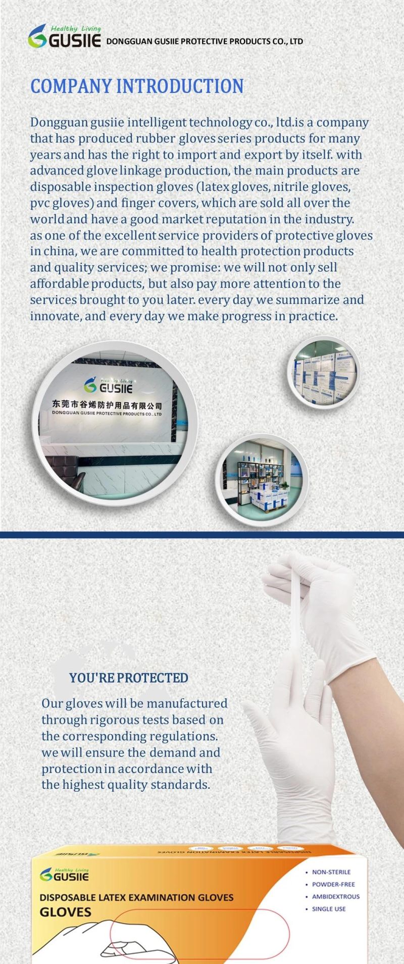 Factory with CE and FDA in Stock Disposable Nitrile Latex Glove Medical Examination Large Gloves
