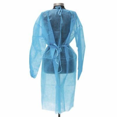 Blue Patient Non Woven Disposable Isolation Cover Gown with Elastic Knitted