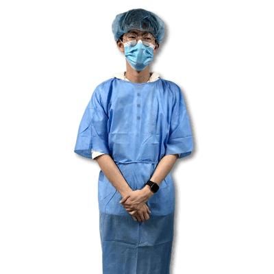 Wholesale Factory Price Latex Free Blue SMS Short Sleeve Isolation Gowns Sterile Disposable for Civil Use