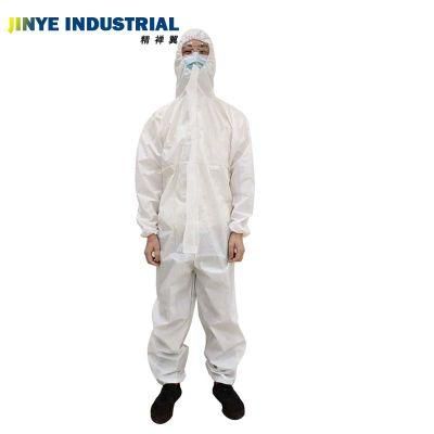 Laboratory Chemical White Large SMS Disposable Coveralls with Attached Hood