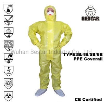 CE Certified Cat III Type 3456 Ebola Coverall Against Virus