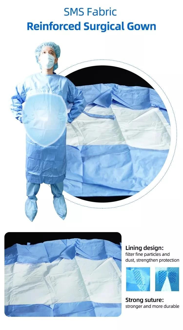CE; ISO; MSDS; FSC En13795 Disposable Coverall Spunlace Surgical Gowns