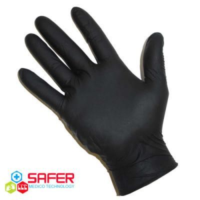 Medical Disposable Examination Pure Black Nitrile Hand Gloves