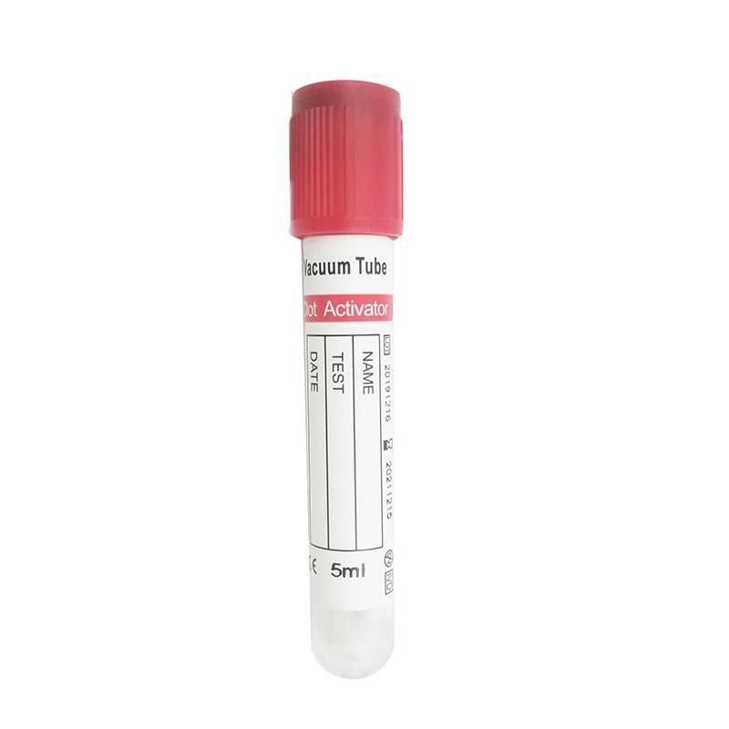 Disposable Medical Pet Plain Red Cap Vacuum Blood Collection Tube