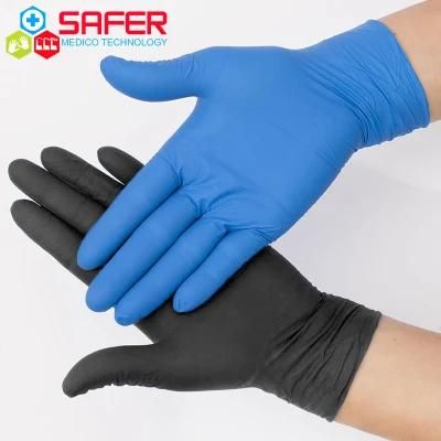 Disposable Powder-Free Dental Examination Blue Color Nitrile Gloves