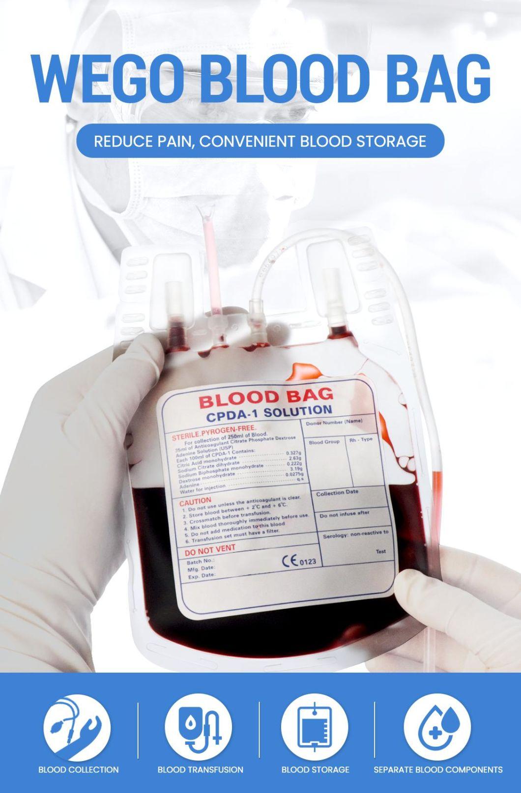 Disposable Blood Collection Bag Single System Blood Bag 250ml