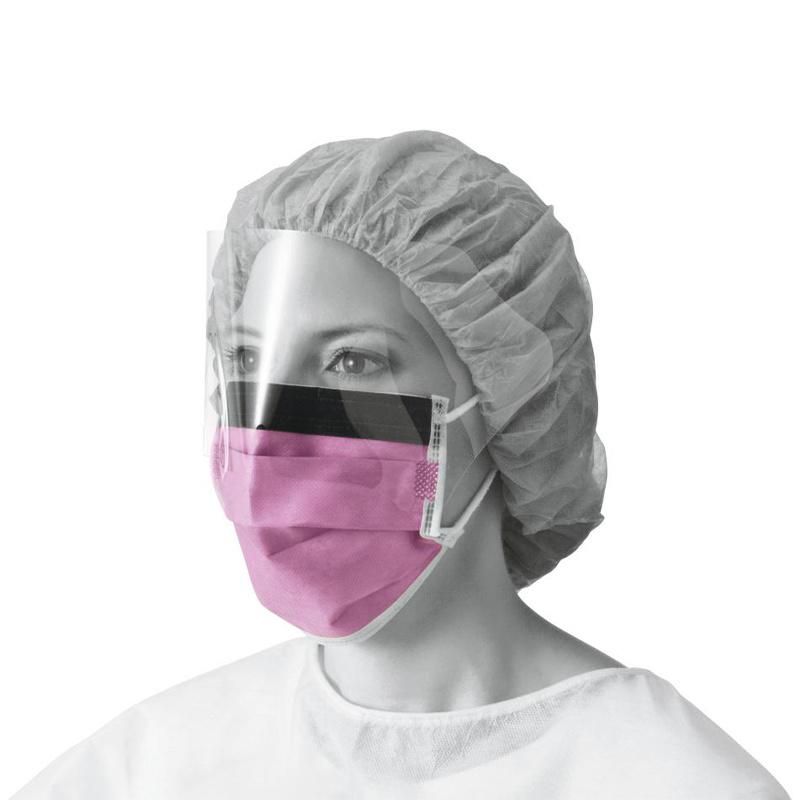 Disposable Earlooped Face Masks with Anti-Fog Foam and Plastic Shield
