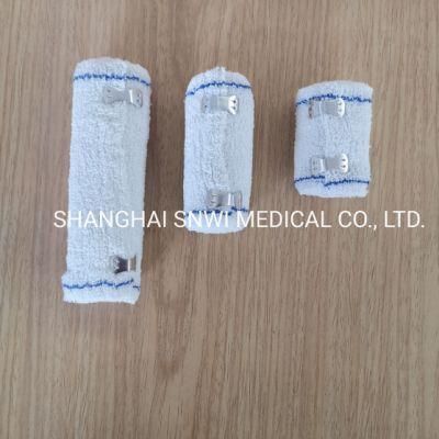 Medical Disposable 100% Cotton Crepe Bandage Elastic Plain Crepe Spandex Bandage with Clip