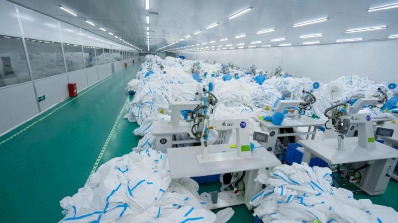 Hospital Isolation Gown Coveralls Disposable Suit Manufacturer with Tape