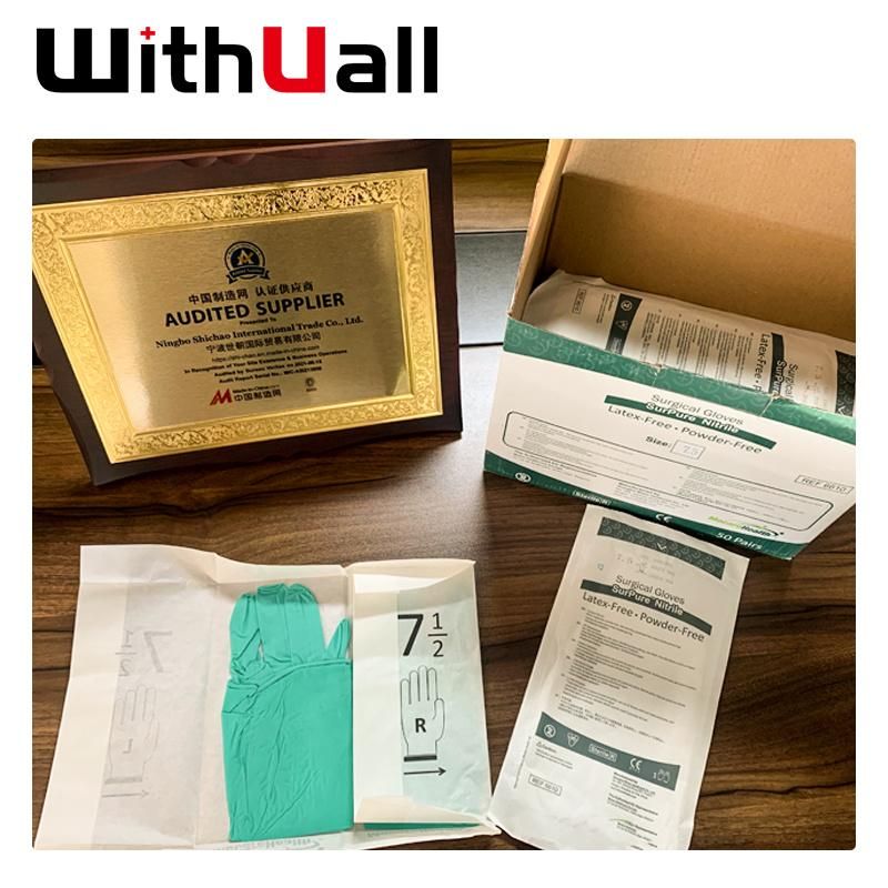 Green Powder-Free Latex-Free Without Sulfur and Accelerator Nitrile Surgical Gloves