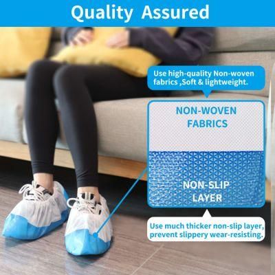Durable CPE Material Blue Waterproof, Non Slip Dust Proof Shoe Covers