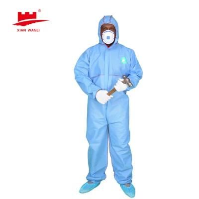 Customized Factory Made Dark Blue Disposable PP Non-Woven Anti-Dust Safety Clothing Coverall