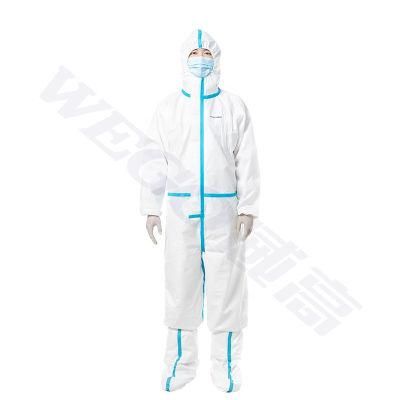 Disposable Microporous Film Protective Clothing Coverall Disposable Suit with Elastic Wrists, Ankles and Hood