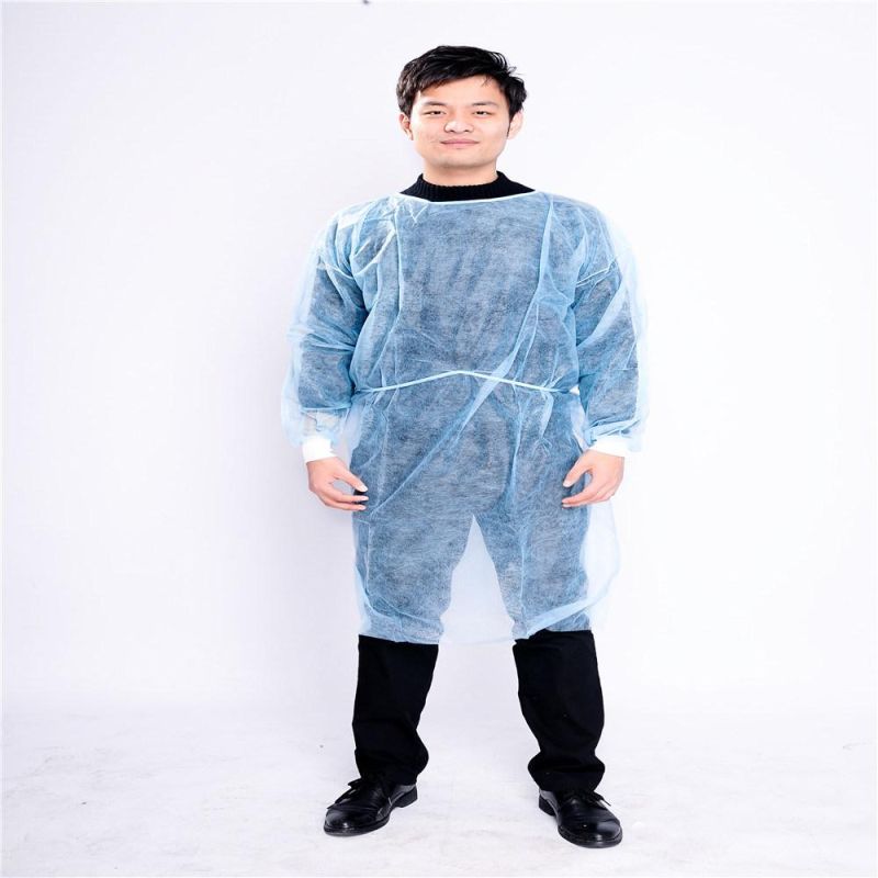 50-Pack Disposable Isolation Gown, FDA Registered, CE Certified Level 2 PP & PE 40g, Fully Closed Double Tie Back, Knitted Cuffs, Fluid Resistant, Unisex