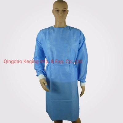 Disposable Hospital Medical Gown SMS Surgical Gown with Knit Cuff