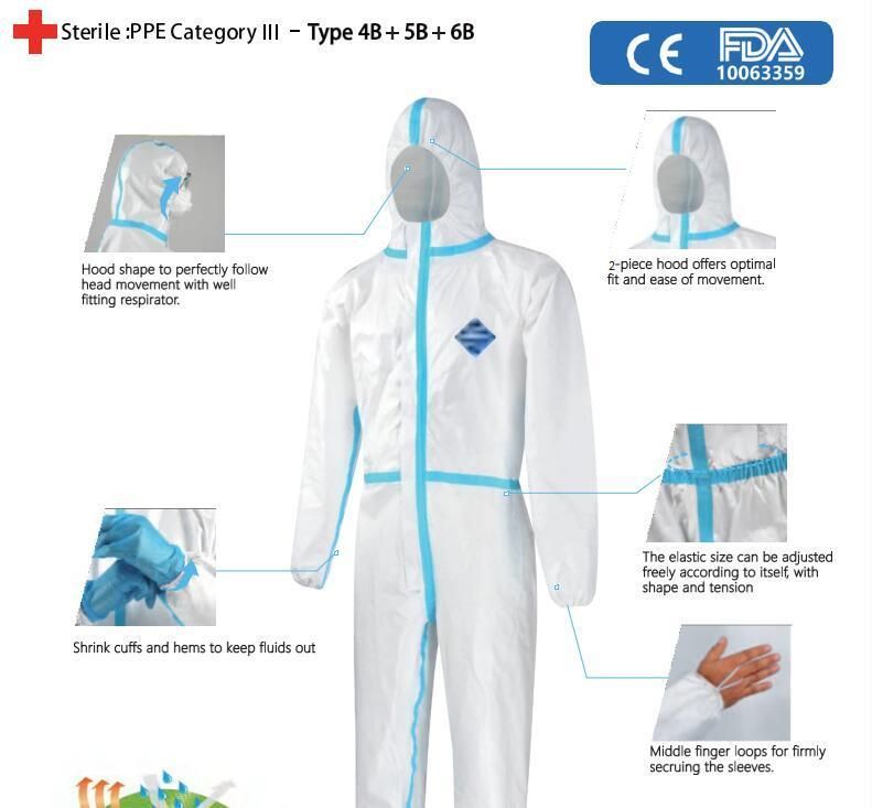 Full Length Coverall Disposable Safety Isolation Clothing Suit Protective Suits