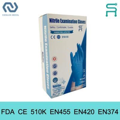 Nitrile Gloves 510K En455 Powder Free Disposable Nitrile Examination Gloves