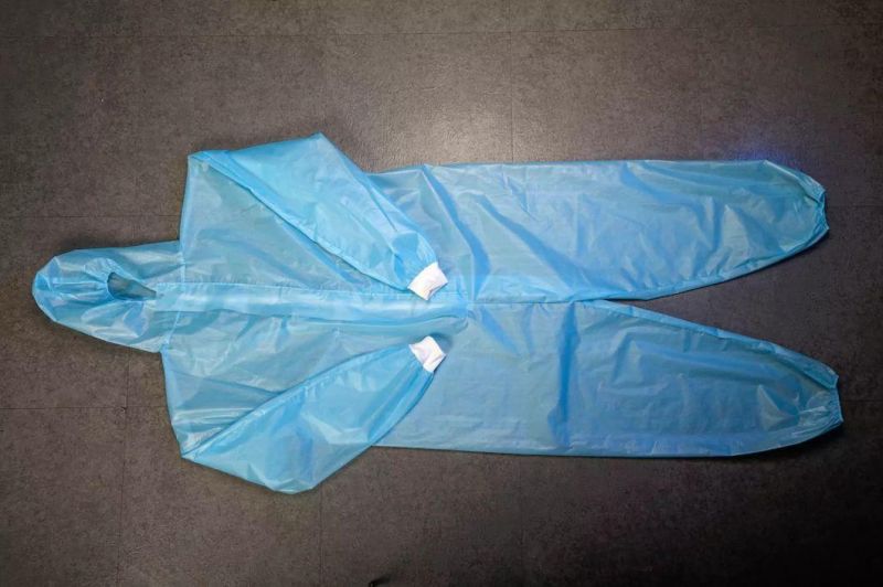 Disposable One-Piece Medical Isolation Coverall, 35 Grams of PP+PE Non-Woven Fabric