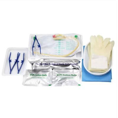 Medical Disposable ICU Consumable Catheterzation Kit Valve Two Silicone Foley Catheter Kit