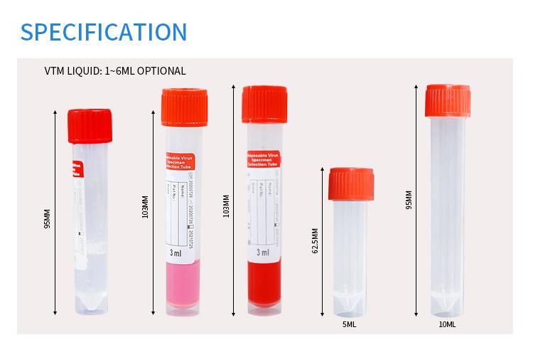 New Design Disposable Viral Transport Medium Vtm Sampling Storage Tube