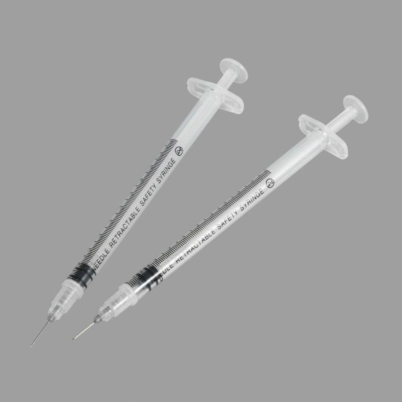 CE/FDA Approved Manual Retractable Safety Syringe 1/3/510ml for Hypodermic Injection