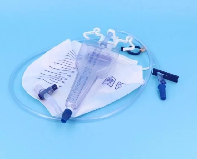 90cm Length Tube 2000ml Medical Grade PVC Adult T Outlet Bed/Urine Bag