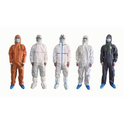 Waterproof Microporous Laminate Medical Disposable Consumable Hooded White Protective Clothing with Long Sleeves