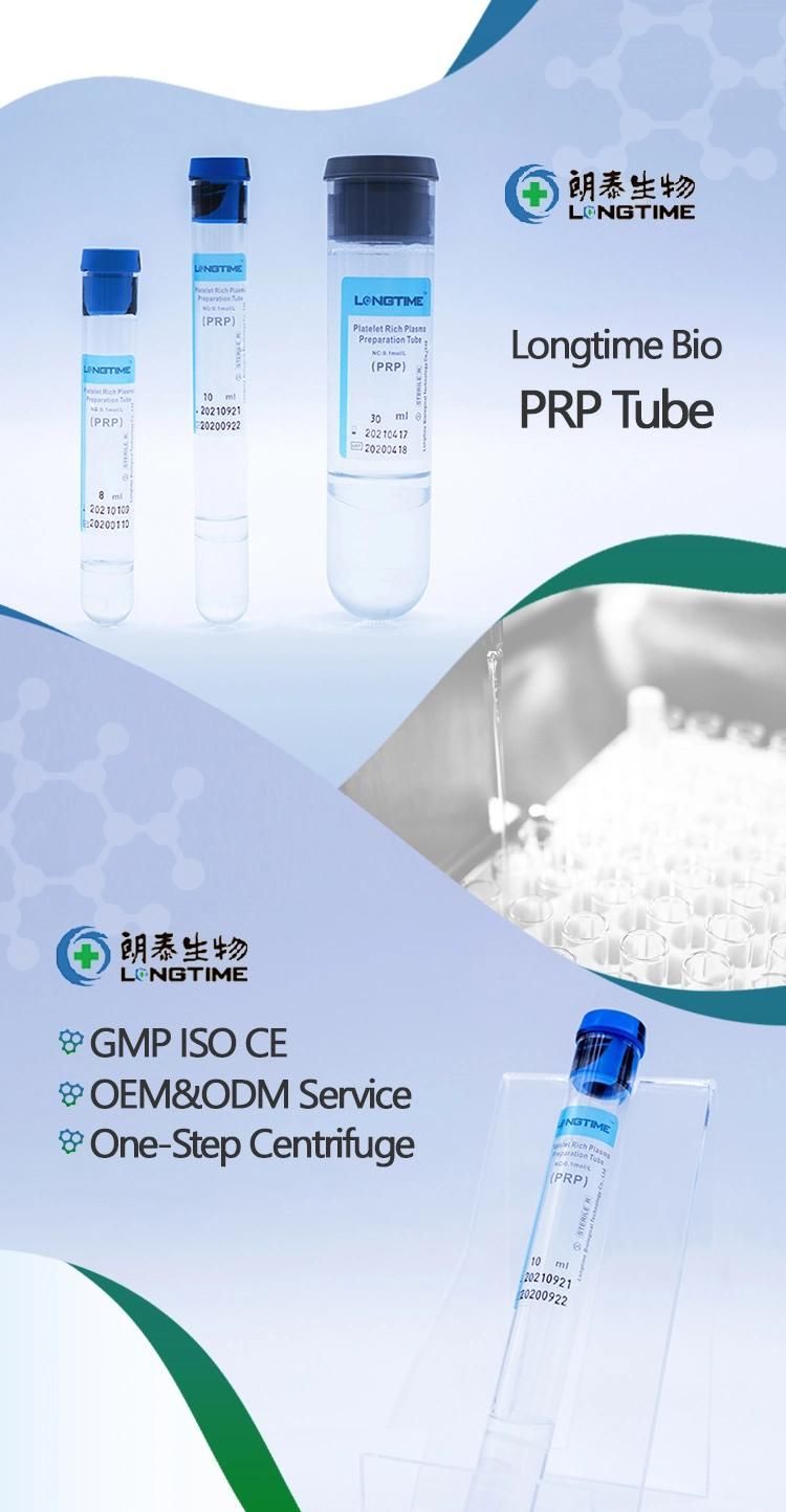 Longtime Centrifuge Laboratory Hair Prp Tube with Anticoagulant