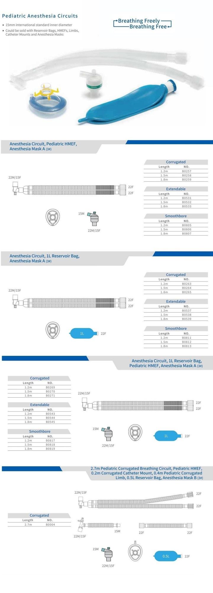 Hot Sale Single Limb Breathing Circuit Breathing for Ventilators