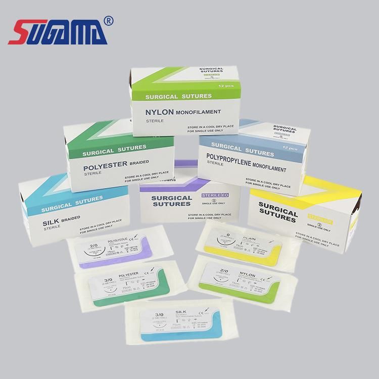 Disposable Sterile Polyester Surgical Suture with Needles and Thread