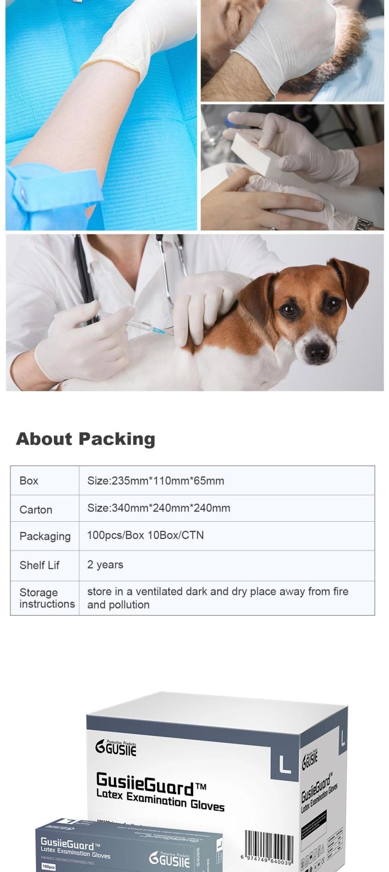 Natural Latex Disposable Medical Examination Latex Gloves