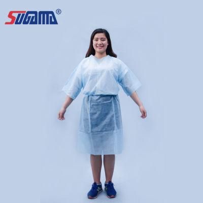 Disposable Non-Woven Blue SMS Hospital Patient Gown for Adults