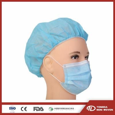 Disposable Hat Non Woven Cap White Polypropylene PP Cleaning Pleated Disposable Mob Cap Hairnet with Double Elastic