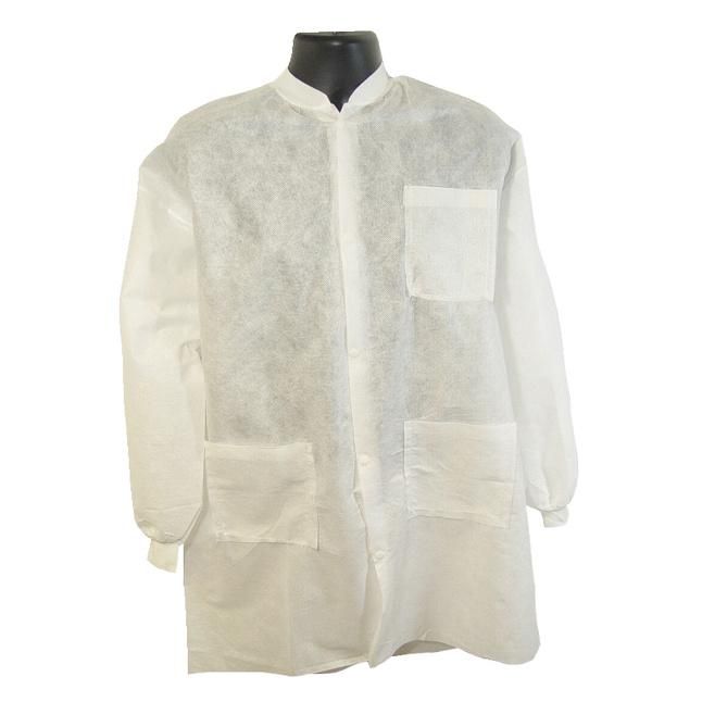 Non Woven Lab Coat Snap Button Velcro Zipper for Laboratory Single Use