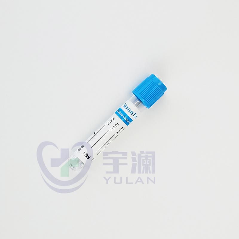 Disposable Pet Vacuum Blood Collection Tube Blue Cap Sodium Citrate 9nc PT Tube
