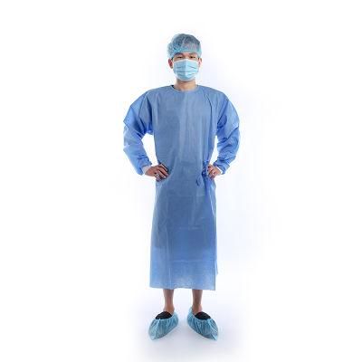 Cost-Effective Disposable Surgical Gown Waterproof Blue Color Knit Cuffs Medical
