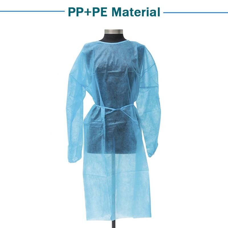 Isolation Gown Disposable Yellow Medical Waterproof PP+PE Leve1 Isolation Gown Non Woven