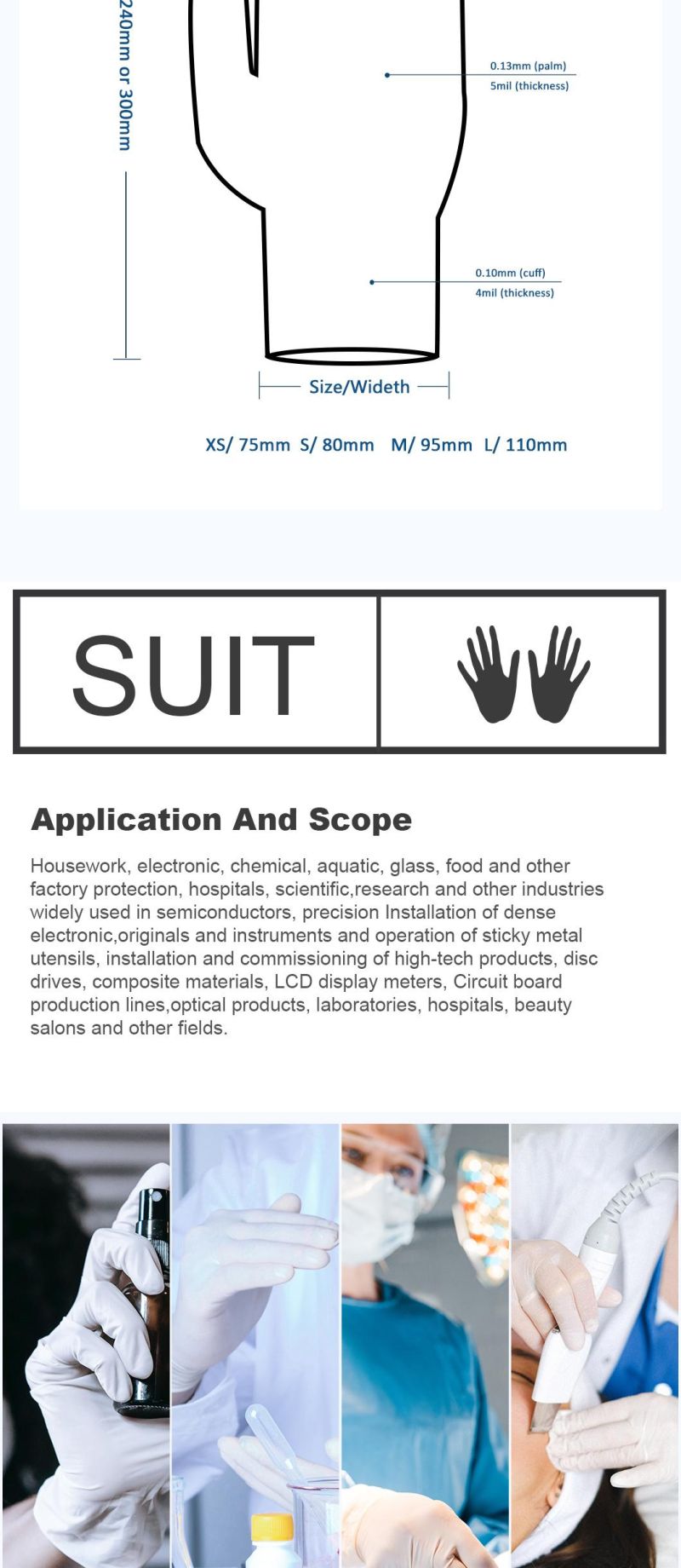 Disposable Powder Free Examination Nitrile /Latex/Vinyl Gloves