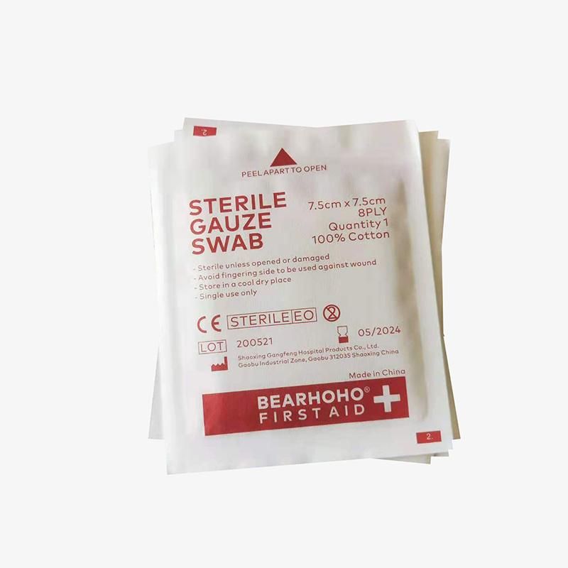 CE Certified High Quality Sterile Gauze Swab 8 Ply 100% Cotton Accessories for First Aid Bags