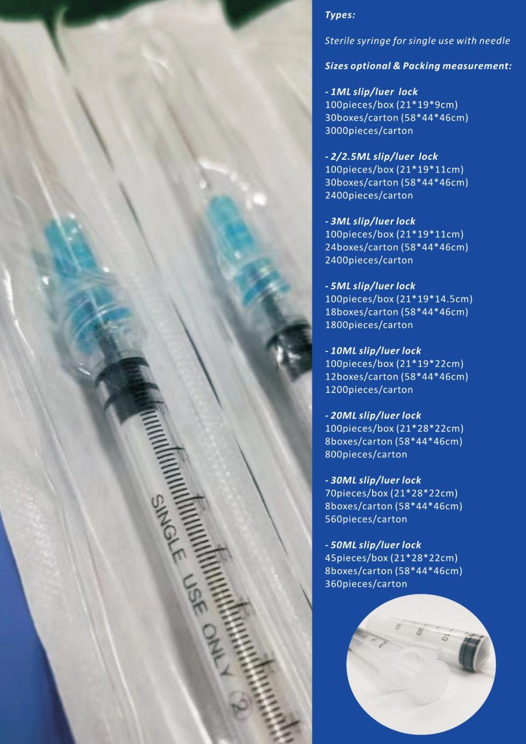 Medical Syringe with Needle Slip Luer Lock