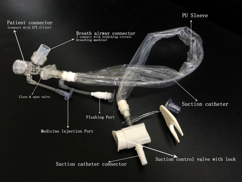 Closed Suction System Fr6 Fr16 Disposable Medical Closed Suction Catheter