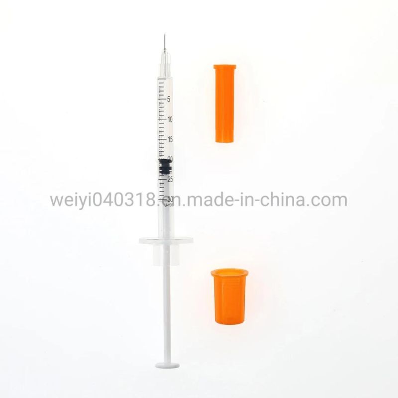 Factory Supply Disposable Medical Products Insulin Syringe with Fixed Ultra Fine Needle U-40/U-100 0.3ml/0.5ml/1.0ml CE ISO