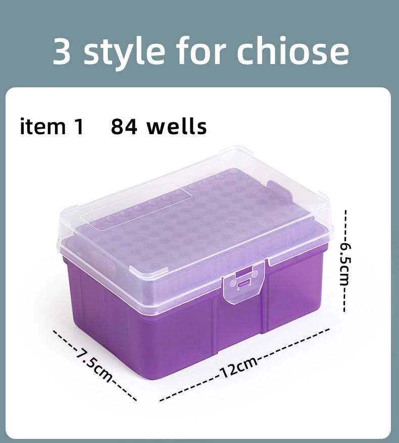 Sterile 100UL Blue Pipette Plastic Tips Rack Box with Filter