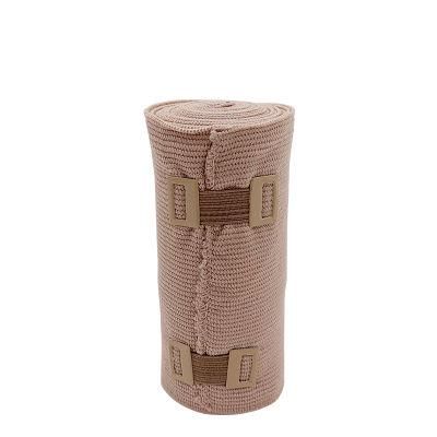 Medical Supply Weave Fabric Bandage 5*4.5m 10*4.5m Skin Color Rubber High Elastic Bandage with Aluminum Elastic Clip