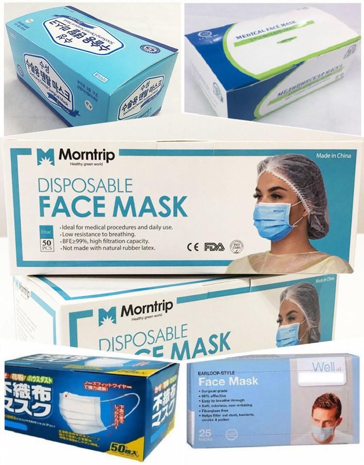 3 Ply 50 Pack Non Woven Sterile Anti Bacterial Dental Protective Medical Disposable Earloop Black Surgical Mask